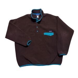 Patagonia Synchilla Snap-T Fleece Pullover Brown Blue Jacket XXL